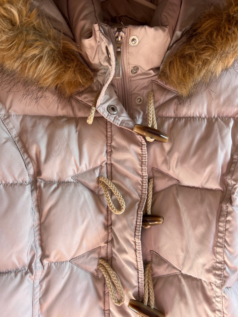 Jessica Women's Faux-Fur Trim Quilted Puffer Coat - Light Taupe - Picture 3 of 15